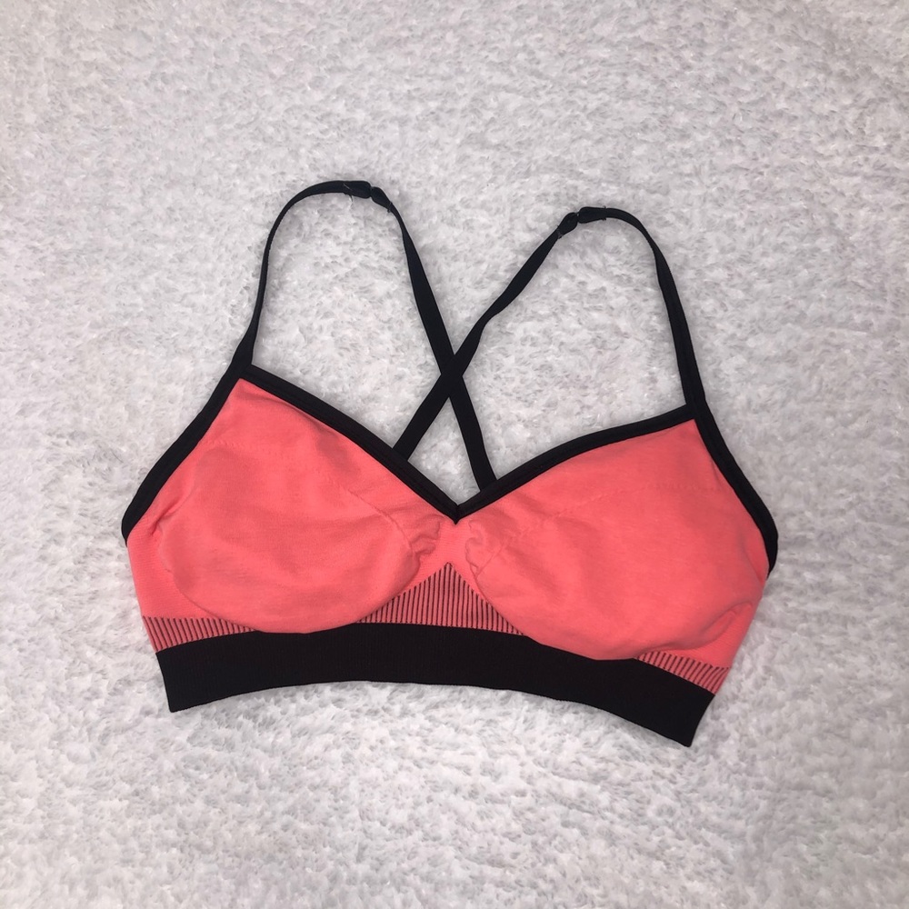 lululemon athletica Coral and Black Strappy Sports Bra